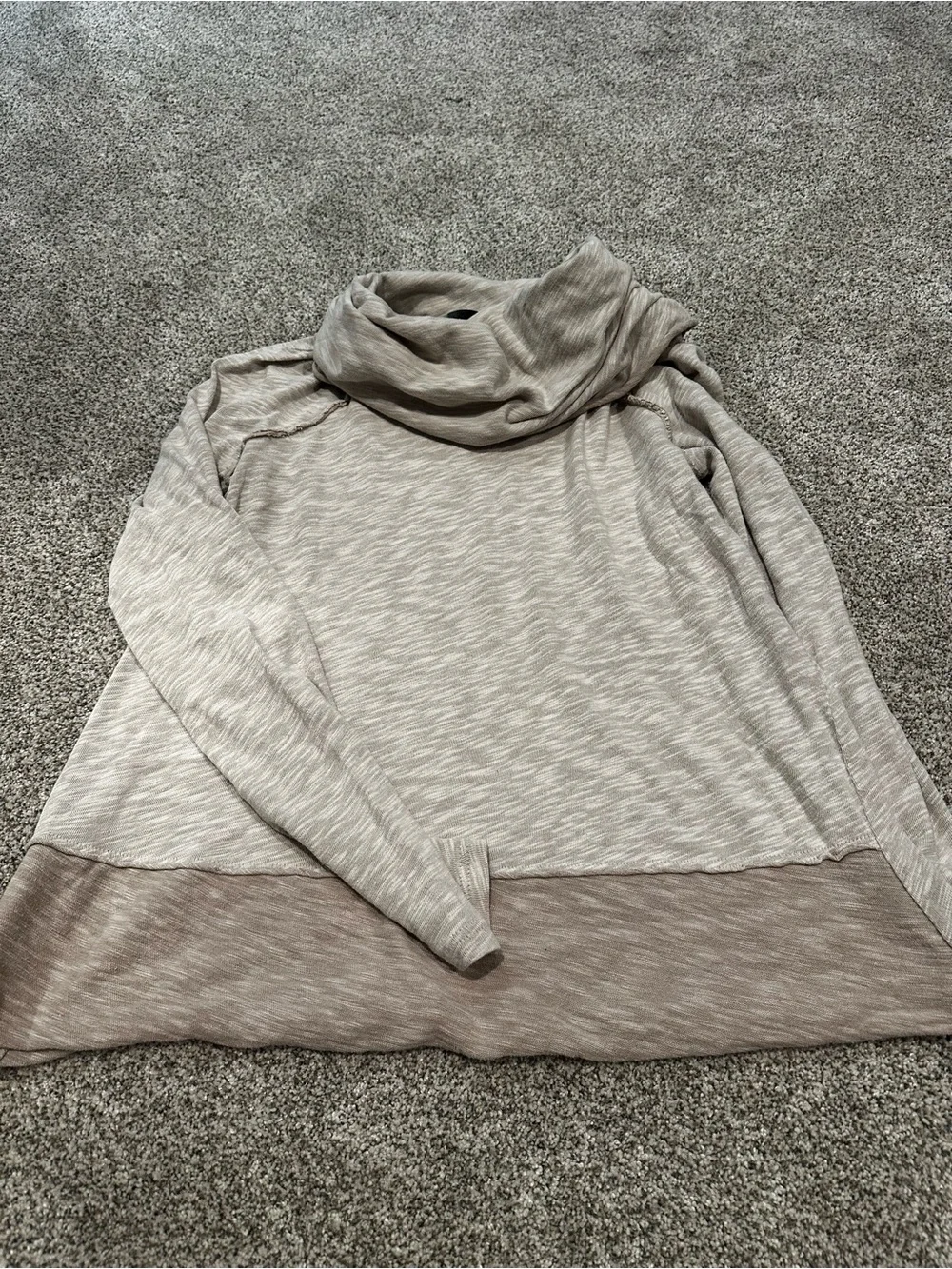 Free People Taupe Cowl Neck Light Pullover Sweater